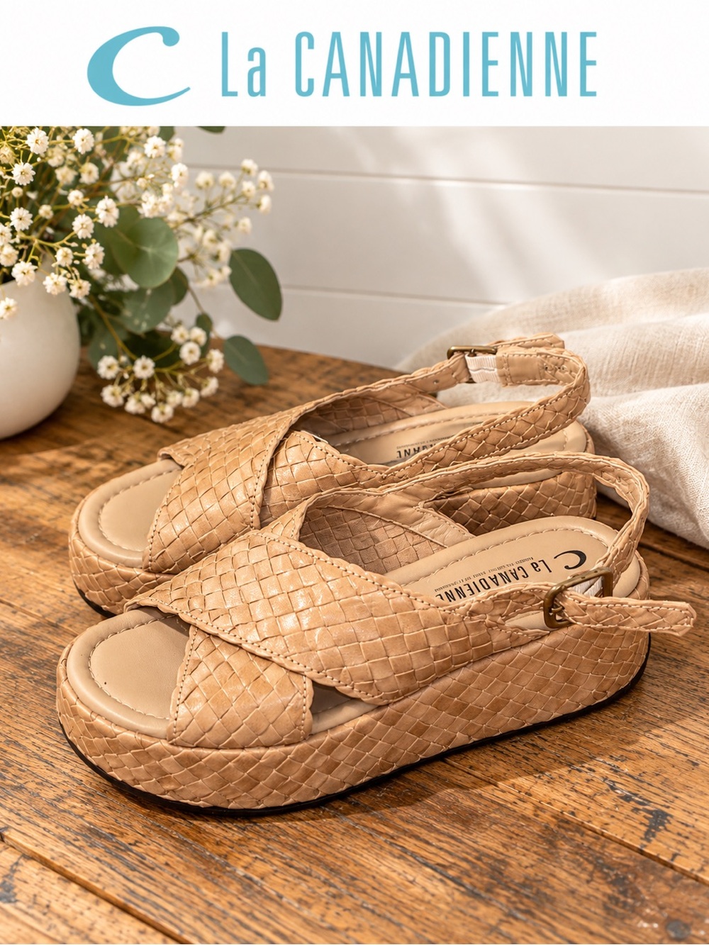 La Canadienne Woven Platform Sandals – Size 5